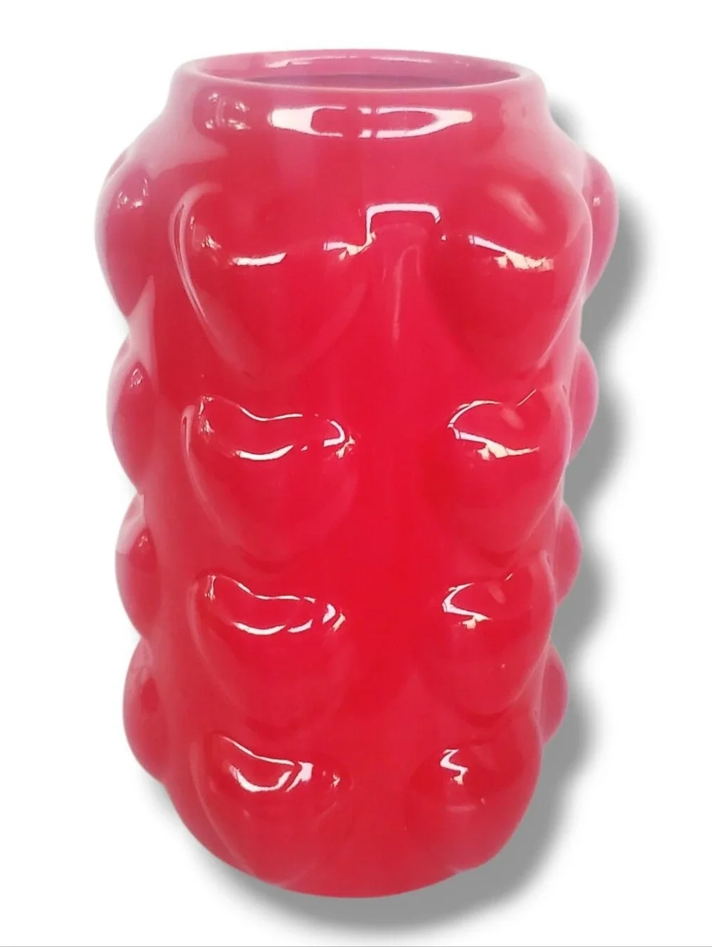 Red Glossy Heart Bubble Glass Vase Modern Sculptural Bud Vase Decorative